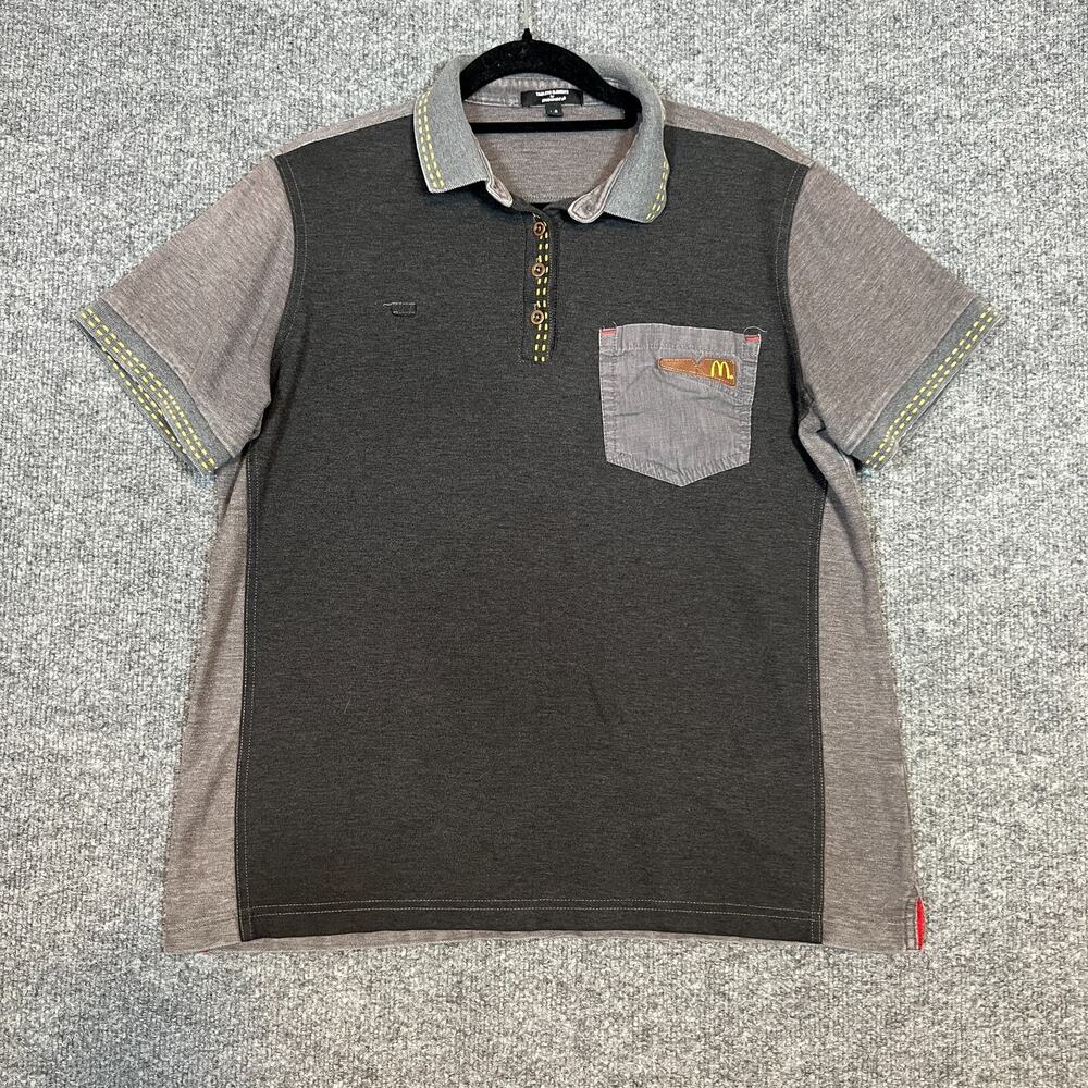 McDonalds Uniform Shirt Mens Large Gray Employee Timeless Elements Stretch